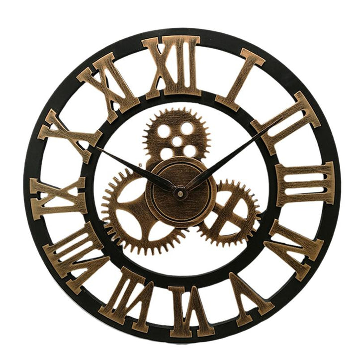 Industrial Wall Clock with Exposed Gears Statement