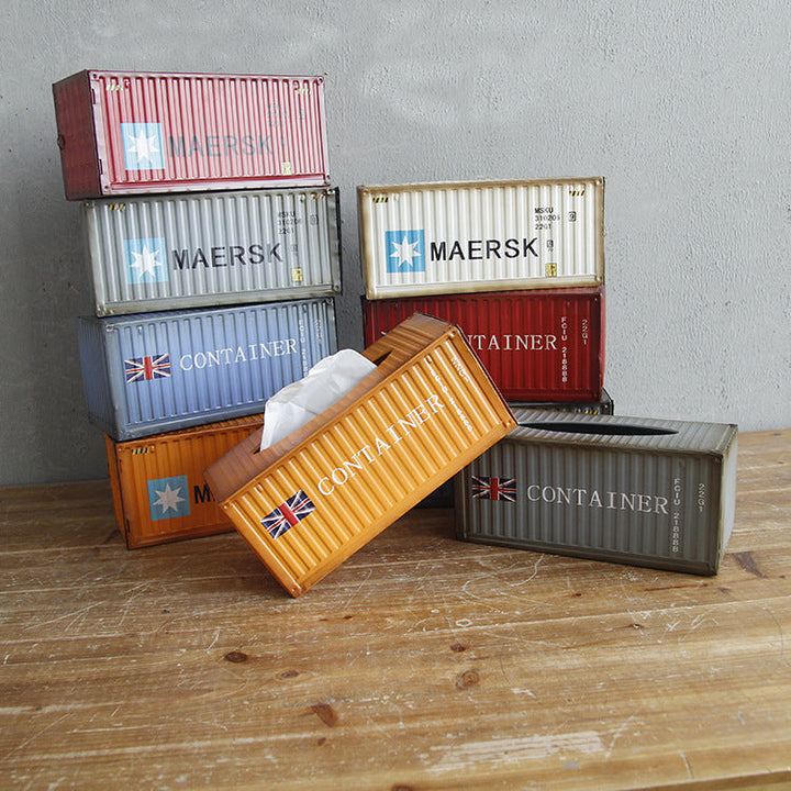 Industrial Tissue Box Holder With Retro Container Style