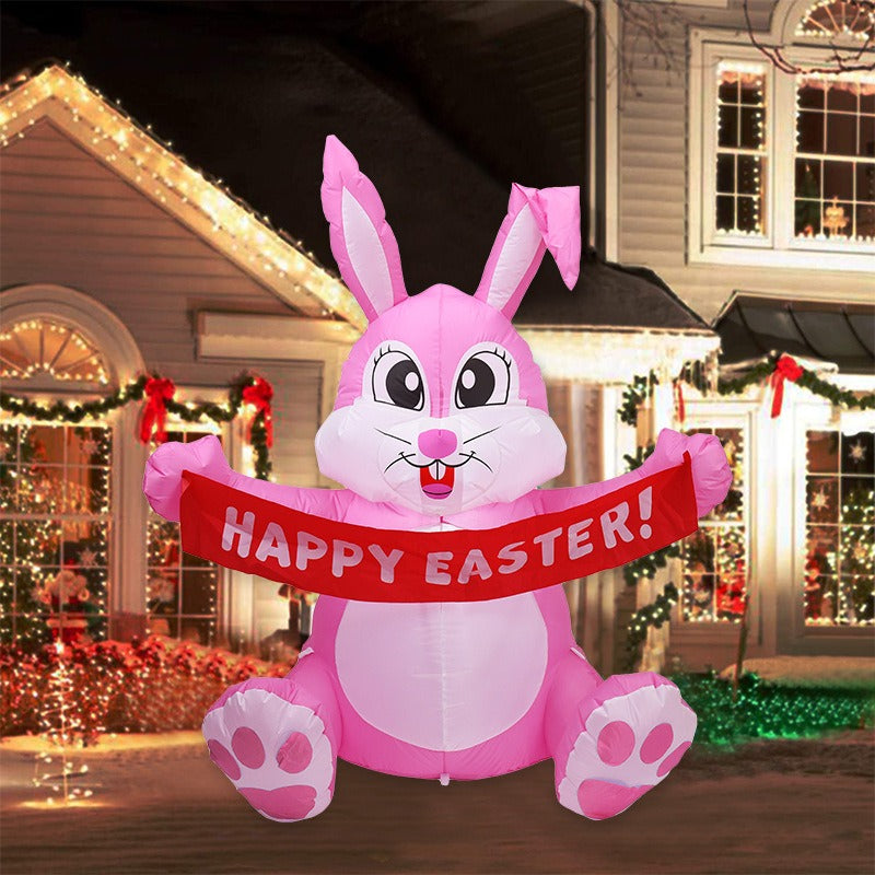 Inflatable Easter Bunny With LED Outdoor Yard Display