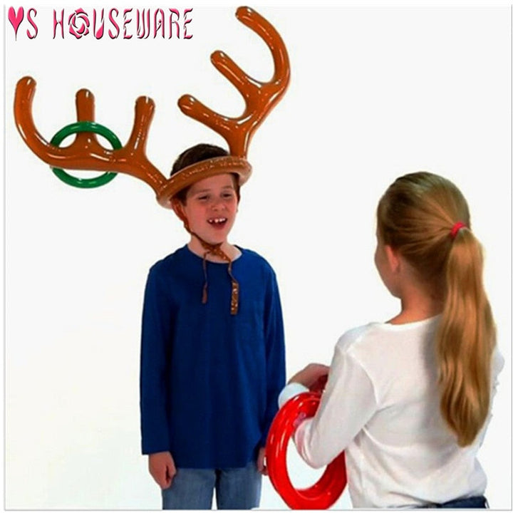 Inflatable Reindeer Ring Toss Hat Christmas Party Game
