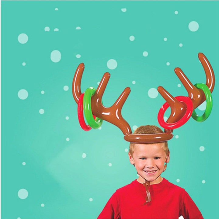 Inflatable Reindeer Ring Toss Hat Christmas Party Game