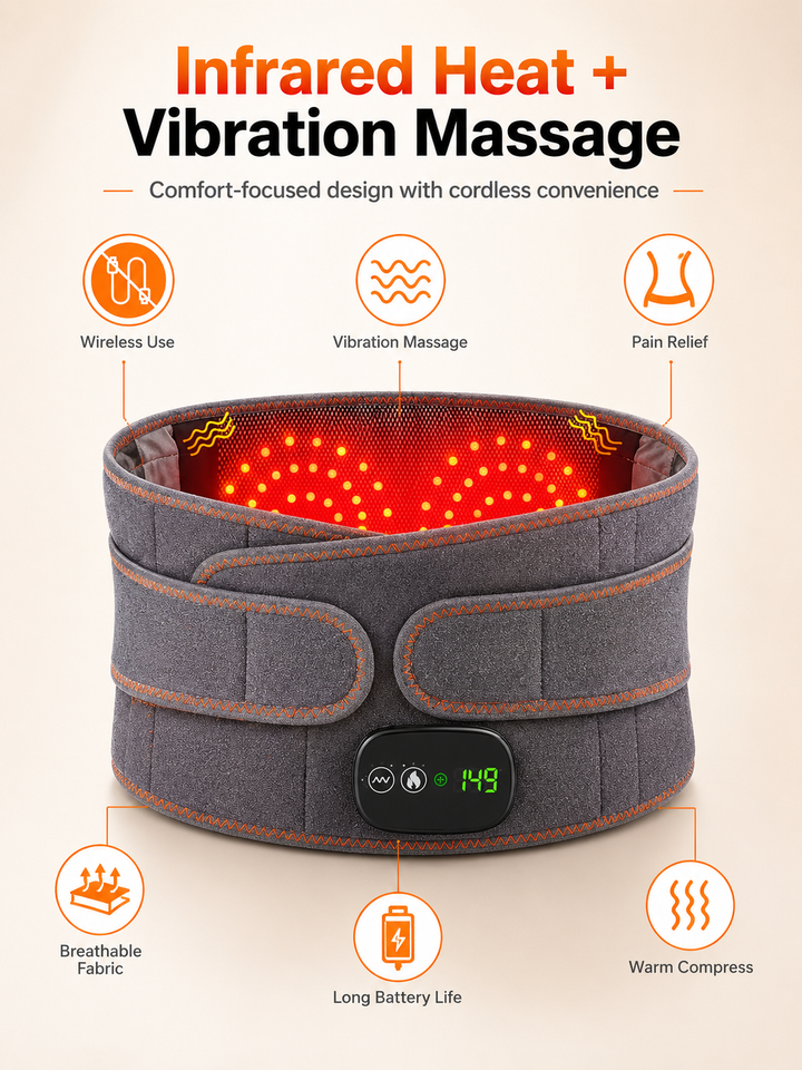 Rechargeable heating massage waist belt warm compress