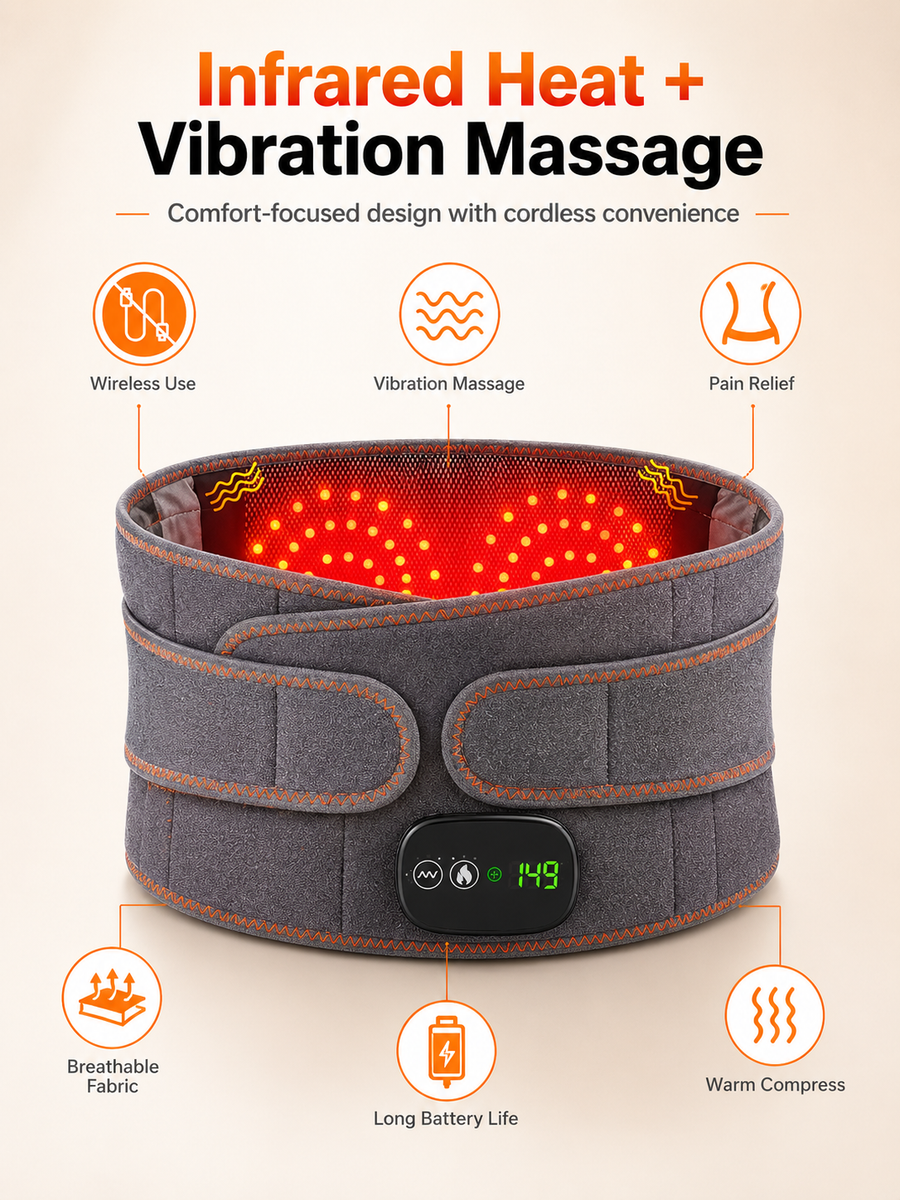 Rechargeable heating massage waist belt warm compress
