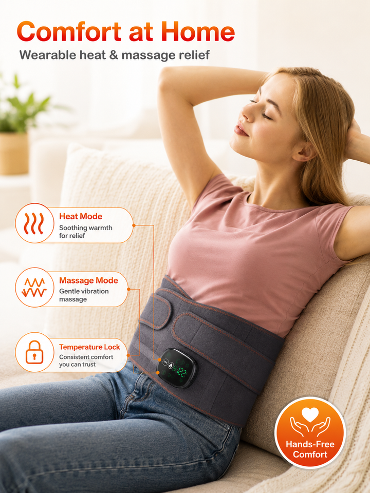 Rechargeable heating massage waist belt warm compress