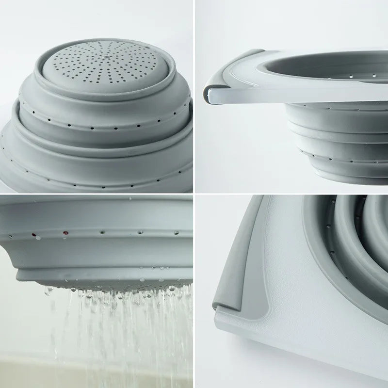 Cutting Board with Drain Basket for Small Sink Prep