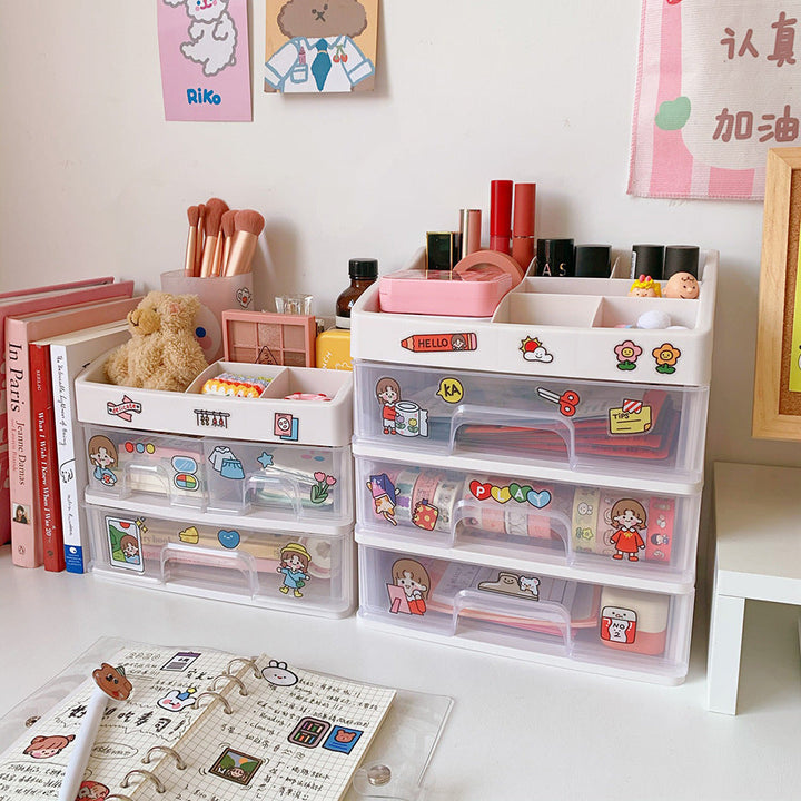 Clear Drawer Desk Organizer for Stationery and Makeup
