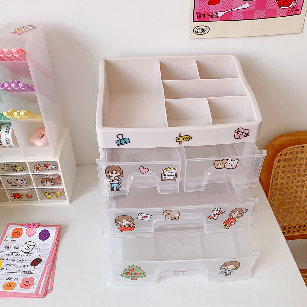 Clear Drawer Desk Organizer for Stationery and Makeup