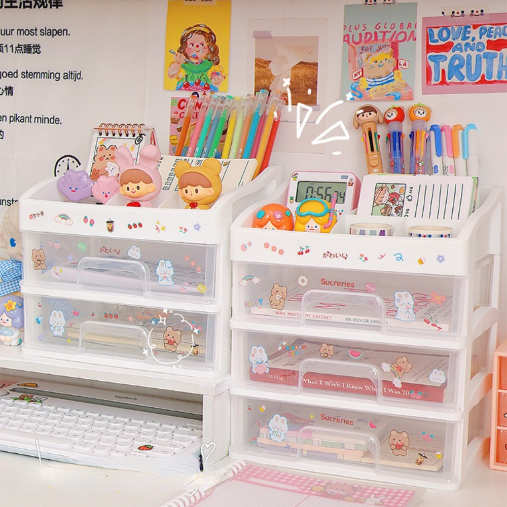 Clear Drawer Desk Organizer for Stationery and Makeup