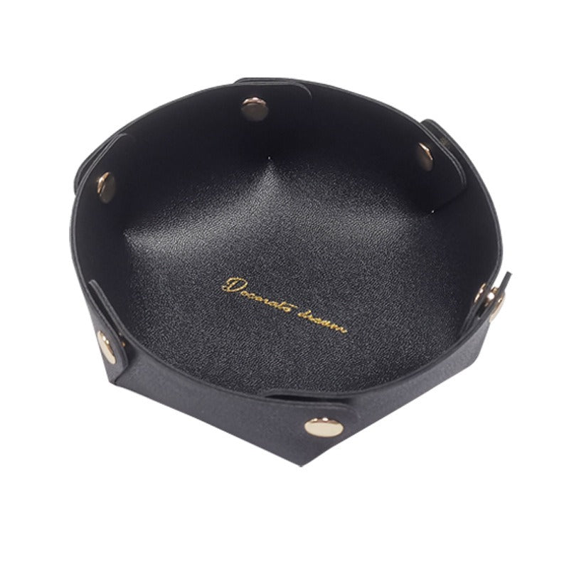 Faux Leather Desktop Storage Tray for Keys and Jewelry