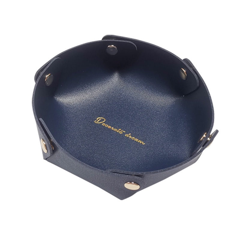 Faux Leather Desktop Storage Tray for Keys and Jewelry