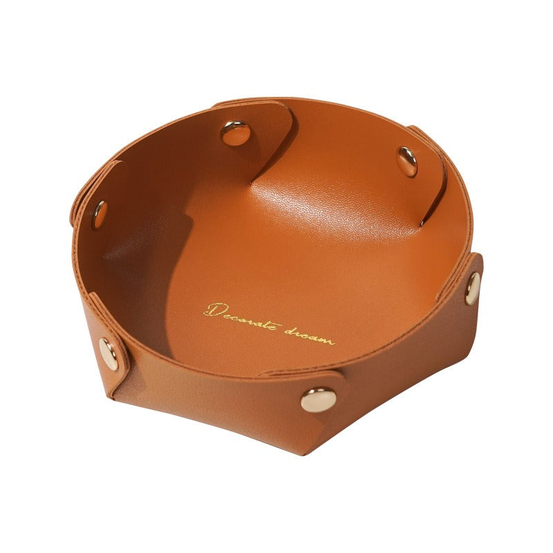 Faux Leather Desktop Storage Tray for Keys and Jewelry
