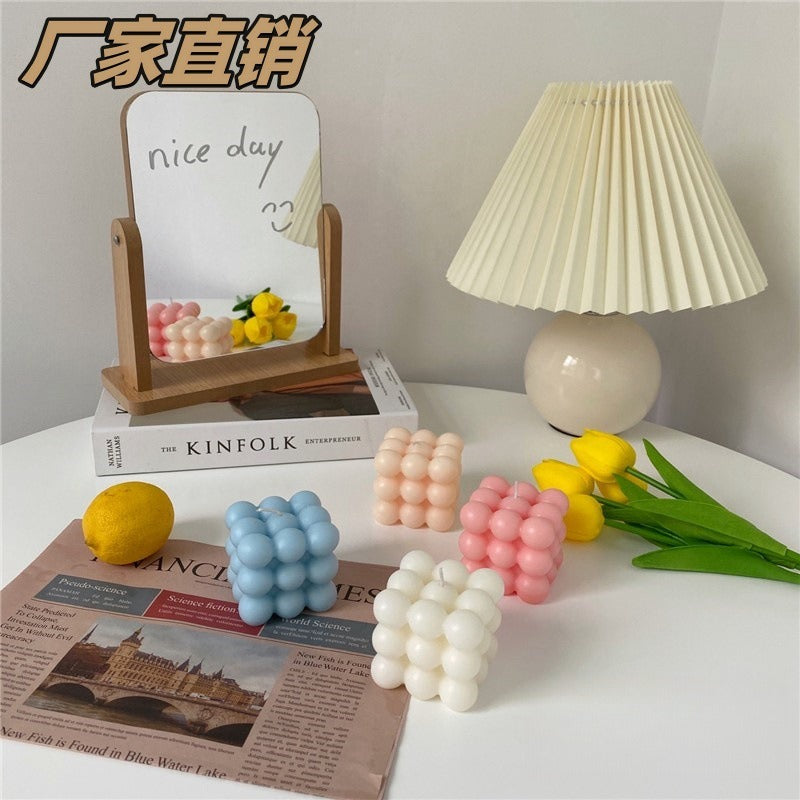 Nordic Bubble Cube Candle for Pastel Room Decor Accents