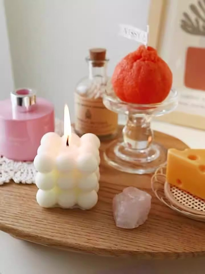 Nordic Bubble Cube Candle for Pastel Room Decor Accents