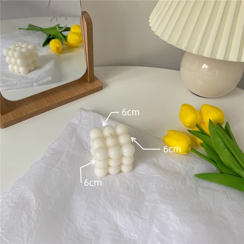 Nordic Bubble Cube Candle for Pastel Room Decor Accents