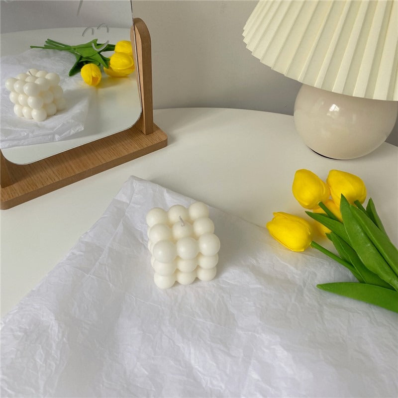 Nordic Bubble Cube Candle for Pastel Room Decor Accents