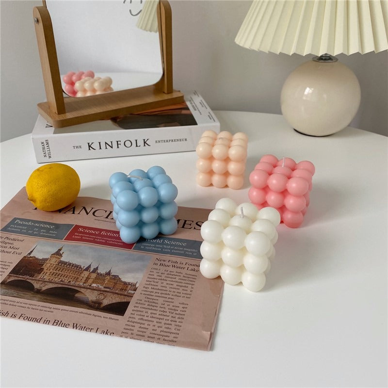 Nordic Bubble Cube Candle for Pastel Room Decor Accents