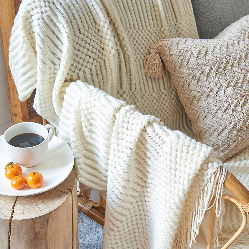 Textured Sofa Blanket for Warm, Cozy Winter Layering
