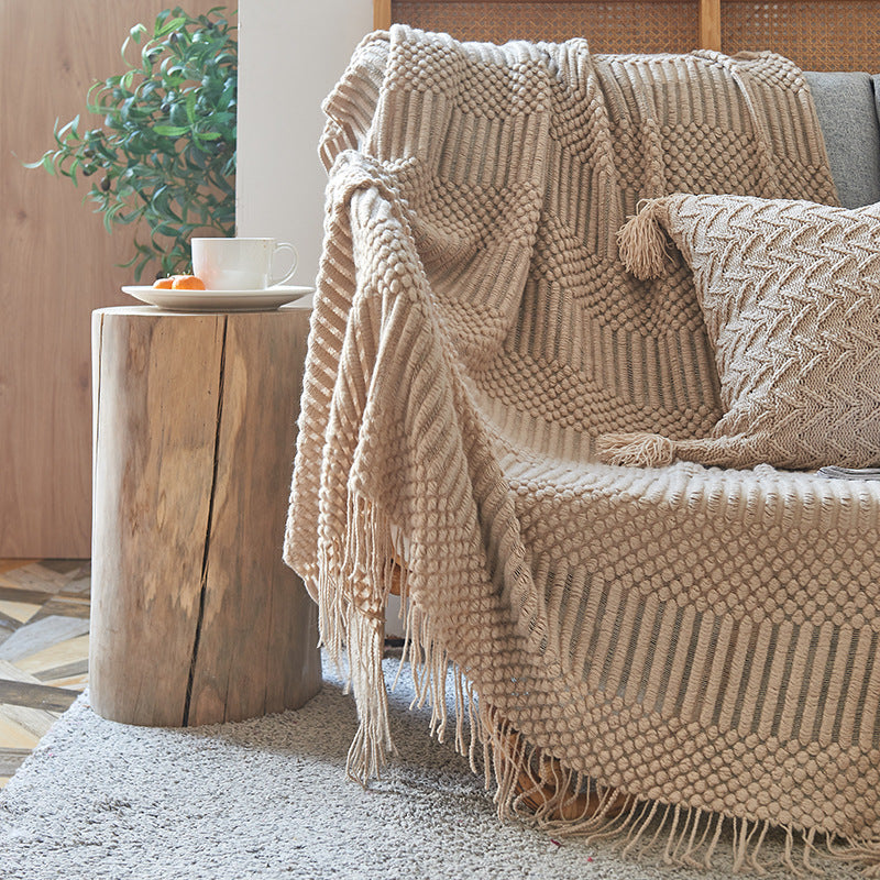 Textured Sofa Blanket for Warm, Cozy Winter Layering