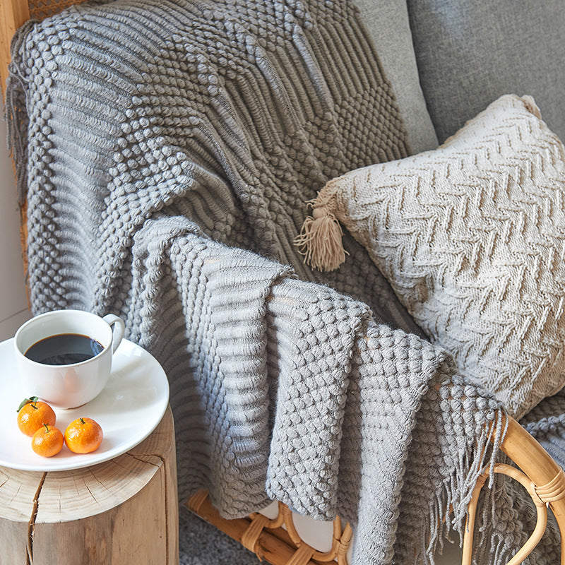 Textured Sofa Blanket for Warm, Cozy Winter Layering