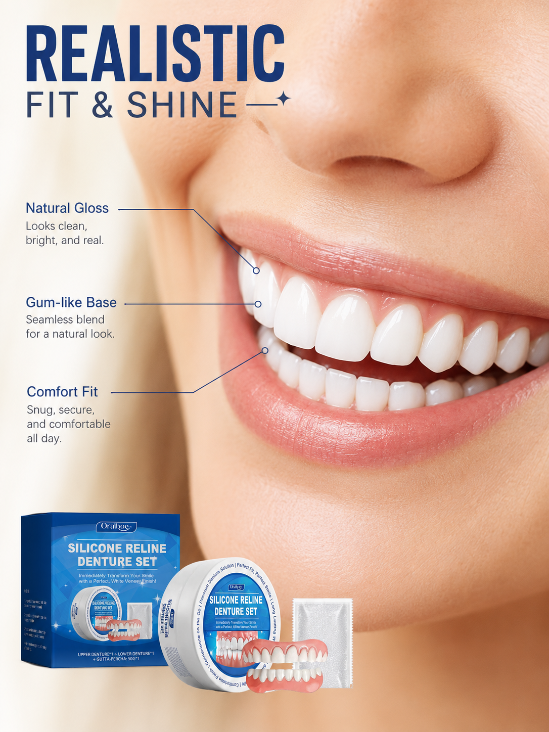 Instant Smile Denture Set — Perfect White Veneer Smile