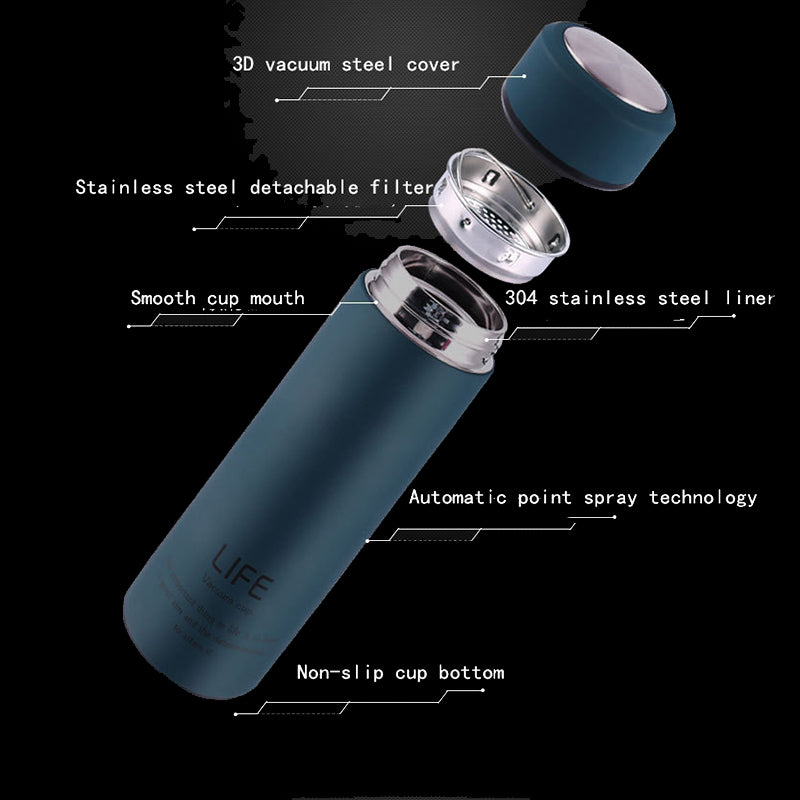 Insulated Tea Mug with Strainer: Stainless Steel Thermos