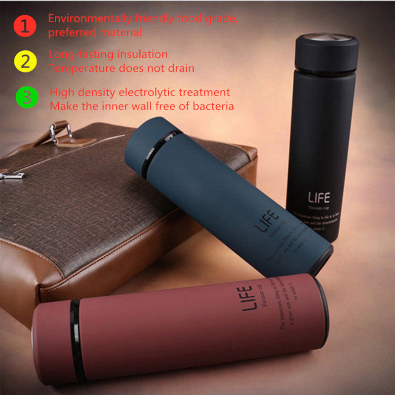 Insulated Tea Mug with Strainer: Stainless Steel Thermos