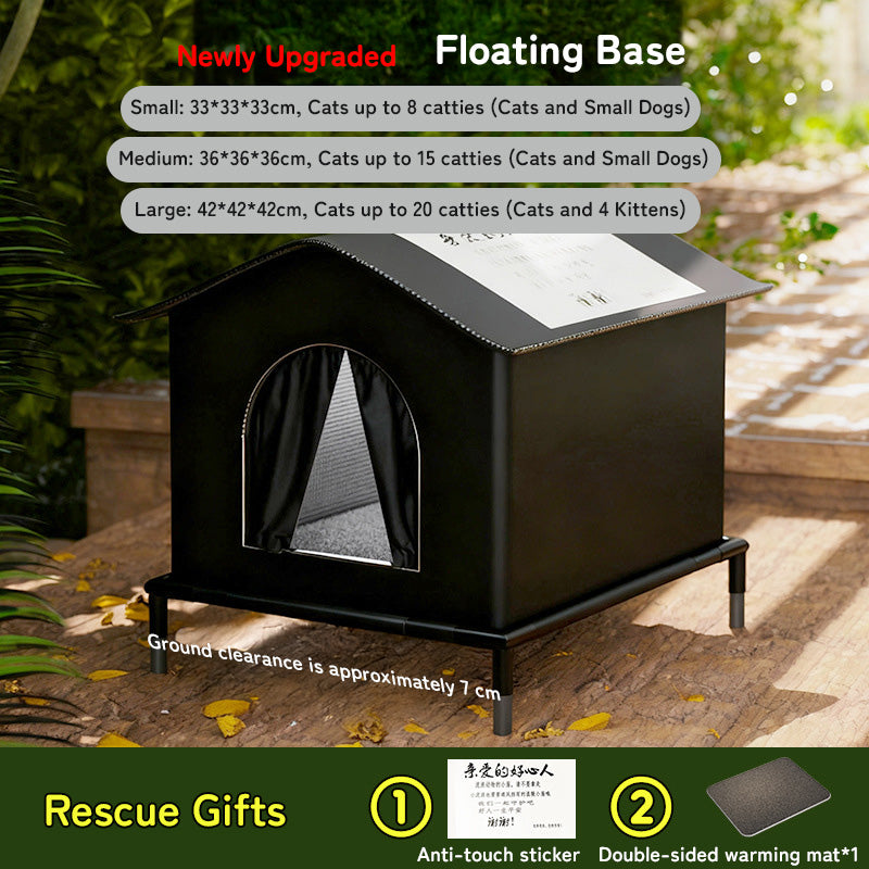 Insulated Outdoor Cat House With Raised Base Weatherproof