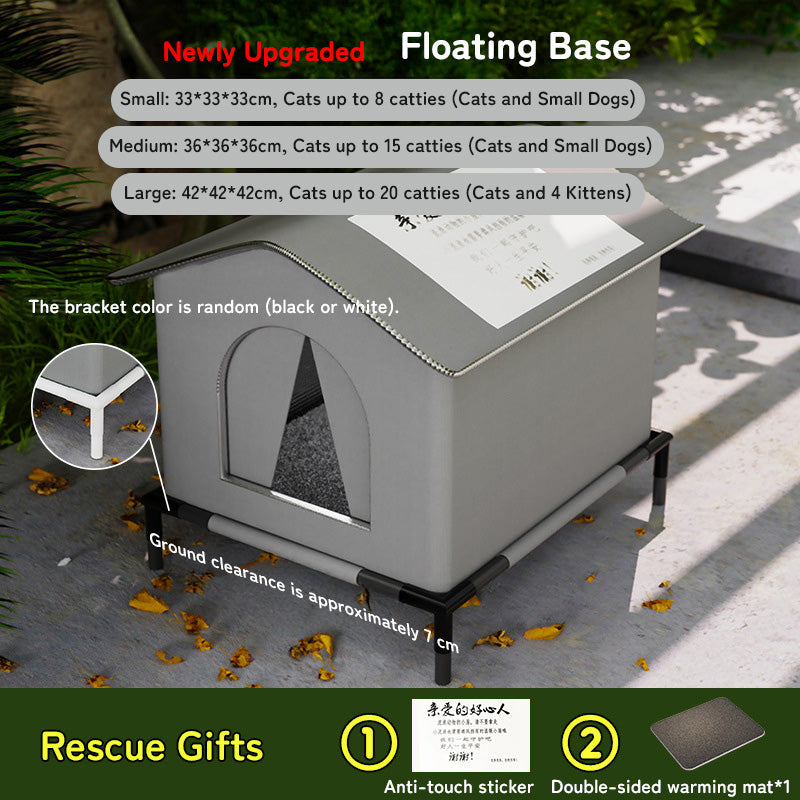Insulated Outdoor Cat House With Raised Base Weatherproof