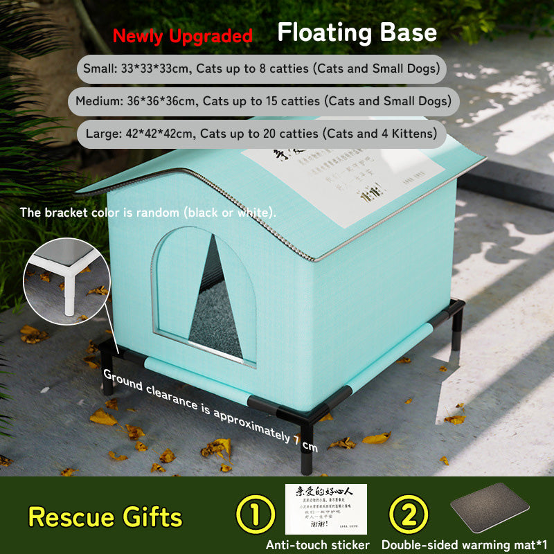 Insulated Outdoor Cat House With Raised Base Weatherproof