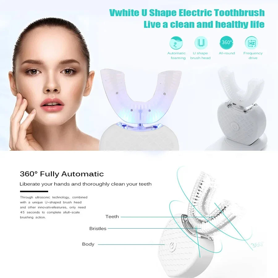 Electric U-Shape Toothbrush: 360° Hands-Free Cleaning