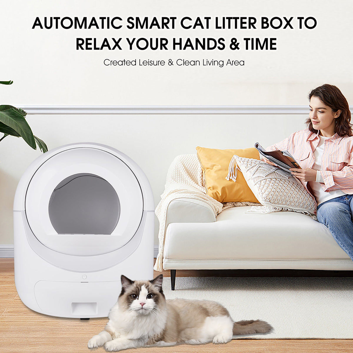 Self-Cleaning Cat Litter Box with App Control & Odor Removal