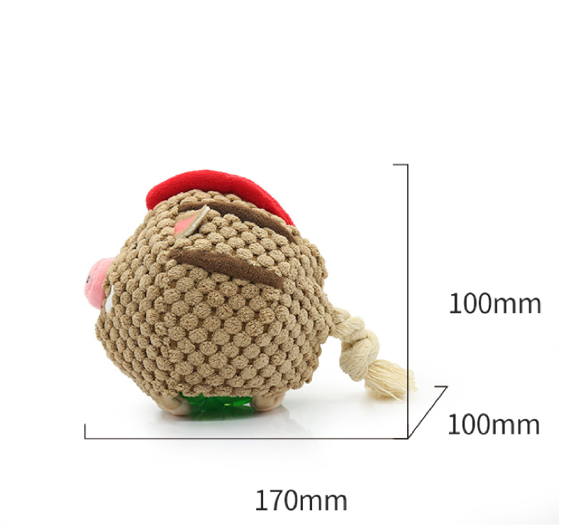 Interactive Dog Toy with Squeaky Ball and Rope Tail