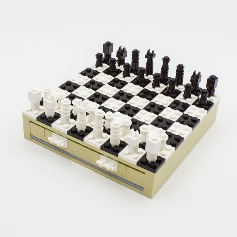 Folding Travel Chess Set with Built-In Storage Drawers