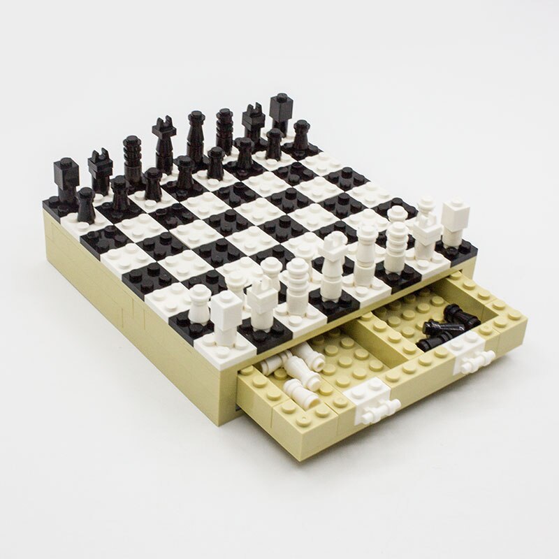 Folding Travel Chess Set with Built-In Storage Drawers
