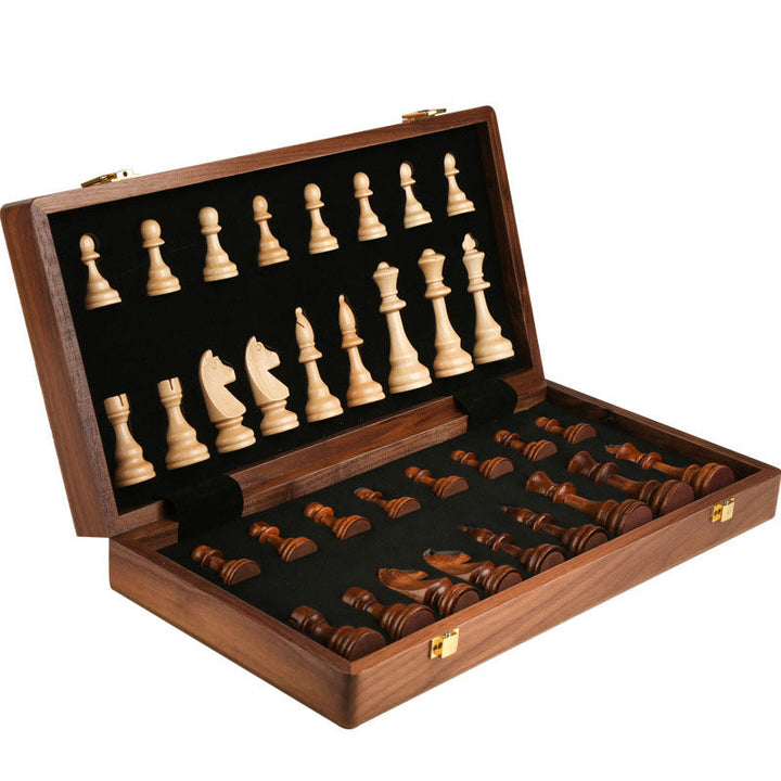 Full-Size Solid Wood Chess Set With Folding Storage Case
