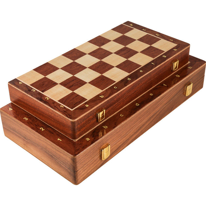 Full-Size Solid Wood Chess Set With Folding Storage Case