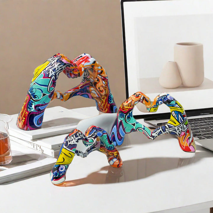 Graffiti Heart Sculpture for Colorful Room Decor Accent