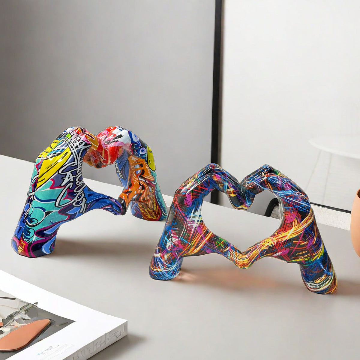 Graffiti Heart Sculpture for Colorful Room Decor Accent