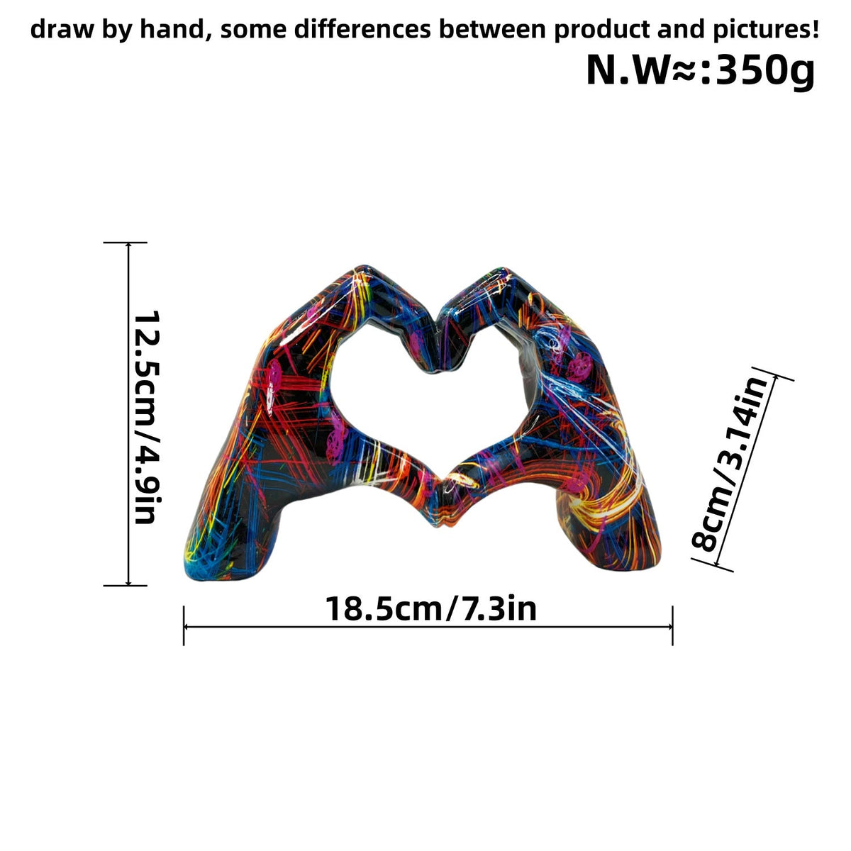 Graffiti Heart Sculpture for Colorful Room Decor Accent