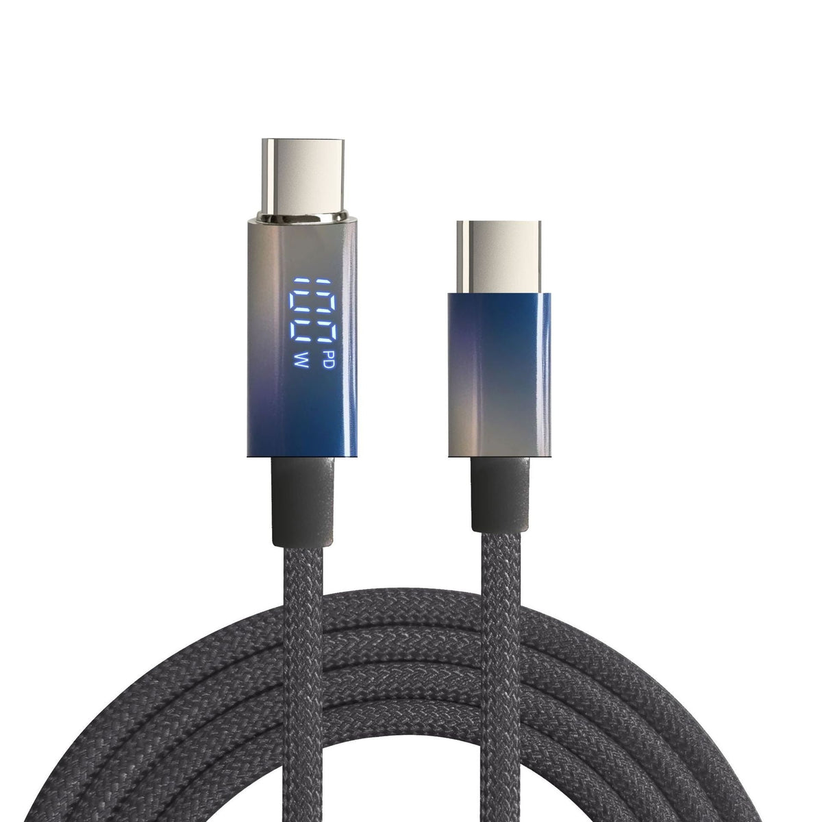USB-C to USB-C 100W Braided Cable with LED Display