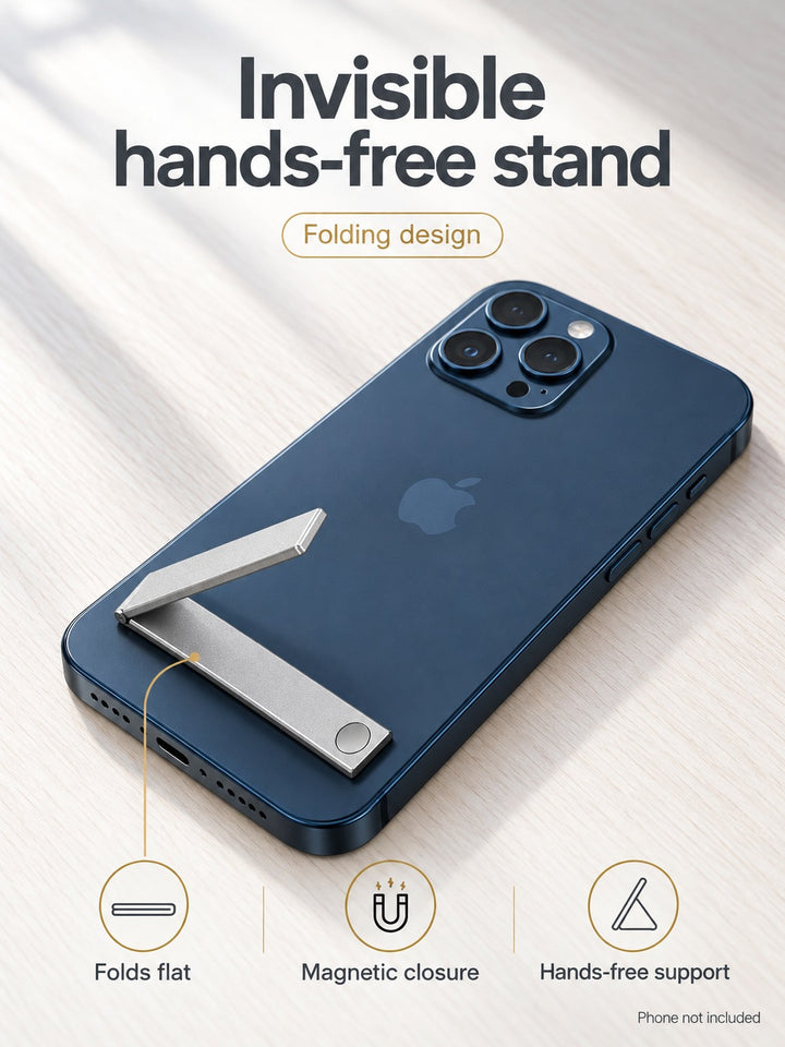 Invisible Magnetic Phone Stand, Folding Aluminum Kickstand