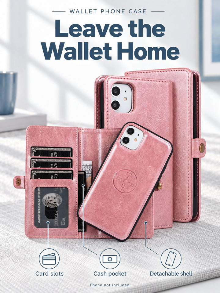 iPhone 13 Pro Wallet Case with Card Slots & Cash Bag