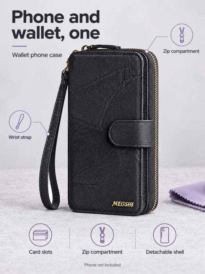 iPhone 15 Pro Max Wallet Case with Card Slots & Mirror