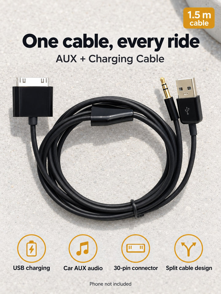 iPhone 4S Car AUX and Charging Cable, 1.5 Meter