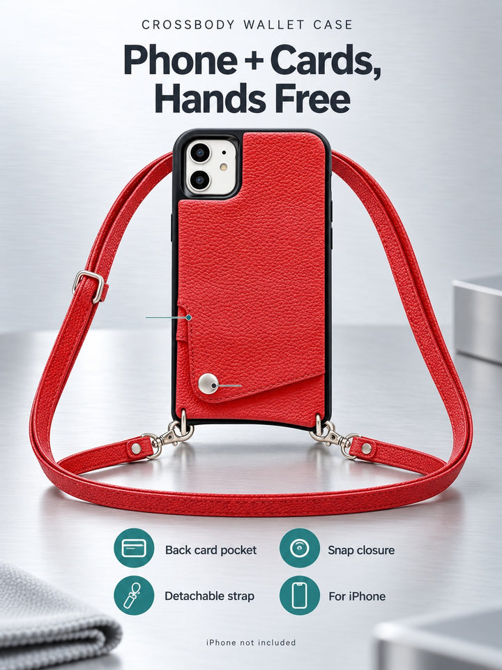 iPhone Crossbody Wallet Case with Card Slot & Strap