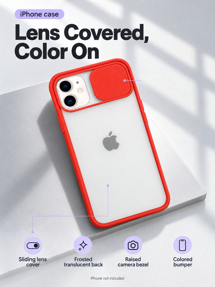 iPhone Case with Sliding Camera Lens Cover, Frosted