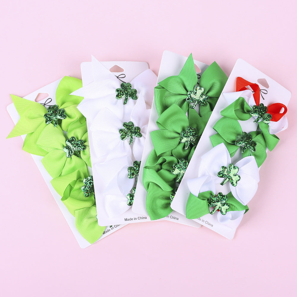 St. Patrick’s Day Bow Hair Clips, 4-Piece Festive Set
