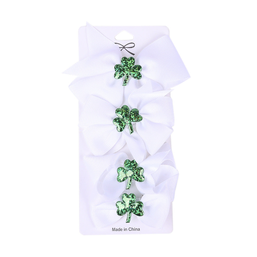 St. Patrick’s Day Bow Hair Clips, 4-Piece Festive Set