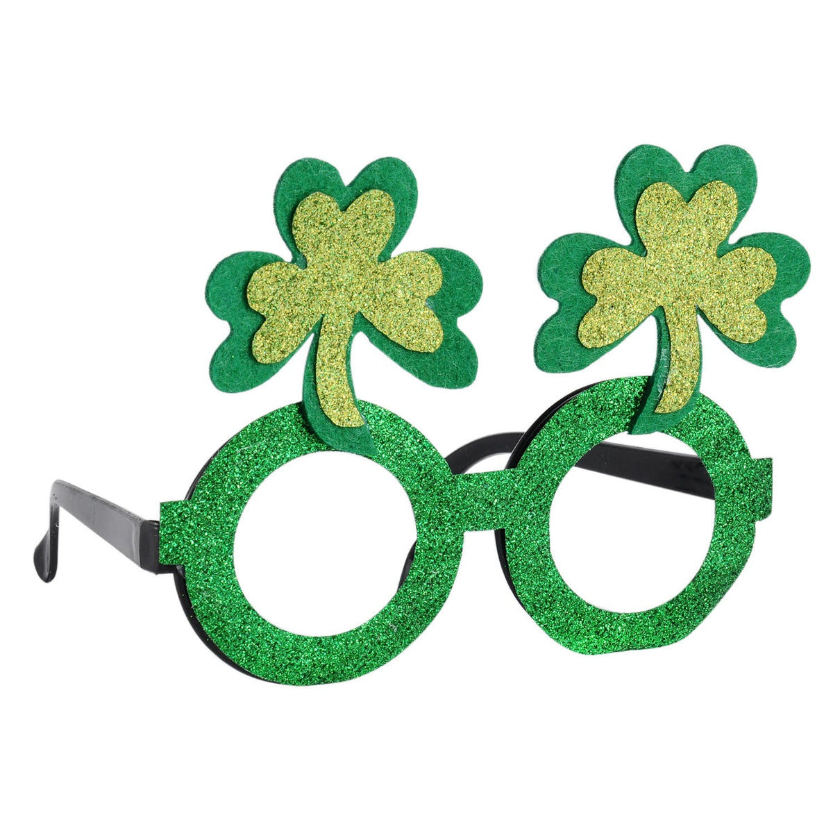 St Patrick's Day Glasses With Glitter Shamrock Style