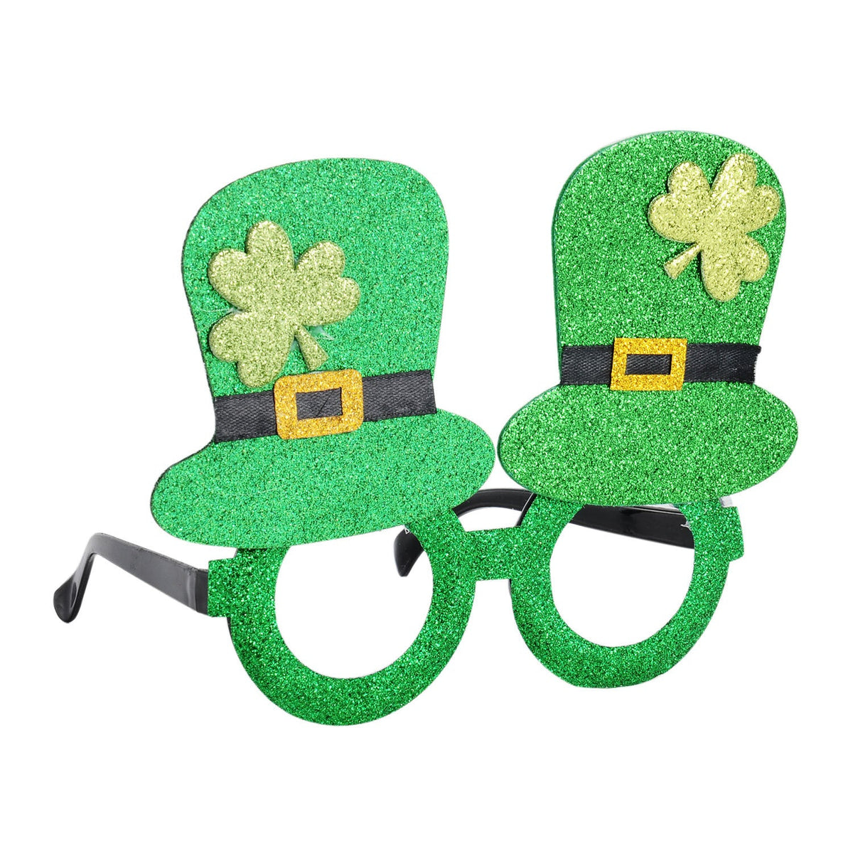 St Patrick's Day Glasses With Glitter Shamrock Style